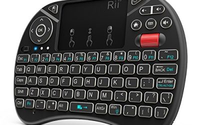 Rii Mini Wireless Keyboard, i8X Portable 2.4GHz Wireless Keyboard with Touchpad Mouse, LED Backlit, Rechargable Li-ion Battery-Black