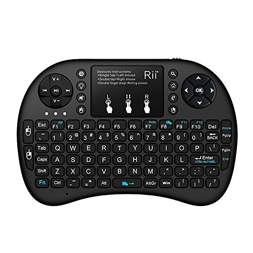 Rii i8 2.4G Mini Wireless Keyboard with Touchpad＆QWERTY Keyboard, Portable Wireless Keyboard with USB Receiver Remote Control for laptop/PC/Tablets/ Windows/Mac/TV/Xbox/PS3/Raspberry Pi .Black