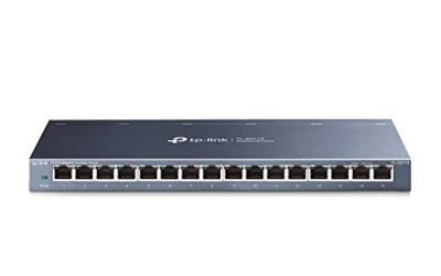 TP-Link 16 Port Gigabit Ethernet Network Switch, Desktop/ Wall-Mount, Fanless, Sturdy Metal w/ Shielded Ports, Traffic Optimization, Unmanaged (TL-SG116) Black