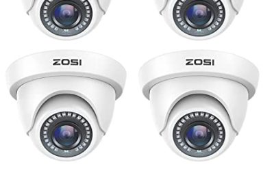 ZOSI 4 Pack HD 2.0MP 1080P Security Cameras Kit TVI/CVI/AHD Indoor Outdoor 80ft Day Night Vision CCTV Dome Home Cameras for 720P/1080N/1080P/5MP/4K HD-TVI AHD CVI Analog DVR Systems (Renewed)