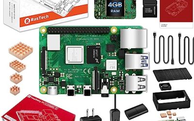 RasTech Raspberry Pi 4 Model B 4GB Starter Kit with 32GB Micro SD Card, Power Supply with ON/Off, Case, Cooling Fan, HDMI Cables, Copper Heatsinks, Card Reader, Screwdriver