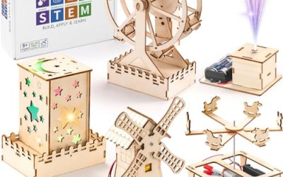 5 in 1 STEM Kits for Kids，Wood Craft Kit for Girls Age 8-12, DIY Science Building Projects for 6-8, 3D Wooden Puzzles Assembly Model Set, for Boys Age 6 7 8 9 10 11 12 14 Year Old