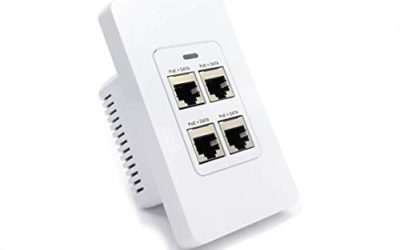 PoE Texas 4 Port Inwall Gigabit PoE Extender – Power Over Ethernet in-Wall Switch Plate with IEEE 802.3bt Uplink & Full Passthrough VLAN, Extend WiFi Access Point, Computer Network, VoIP & More