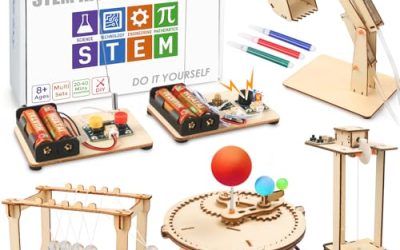 5 Set STEM Kits, Wooden Building Kits, STEM Projects for Kids Ages 8-12, 3D Puzzles, DIY Educational Science Experiment Model Kits, Toys for Ages 8-13, Gifts for Boys and Girls 8 9 10 11 12 Years Old